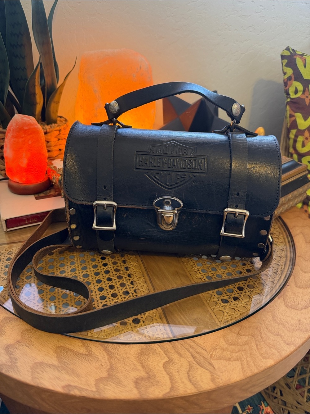 Vintage Harley-Davidson USA Handmade Leather Crossbody Satchel